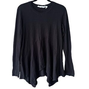 Wilt Black Asymmetrical Long Sleeve Cotton Top